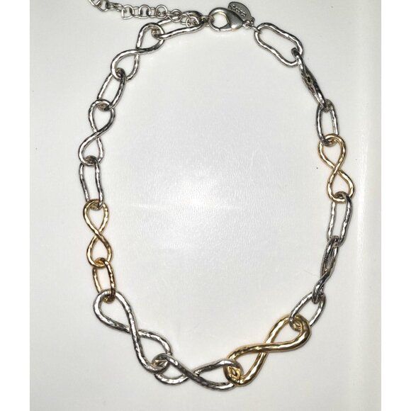 Chico's Chunky Statement Two-Tone Chain Link Necklace - Picture 2 of 5